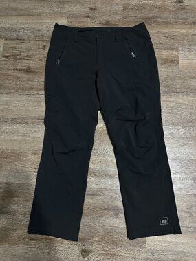 REI Soft Shell Hiking Pants Men's 38x30 Black Stretch Outdoor Fleece Winter